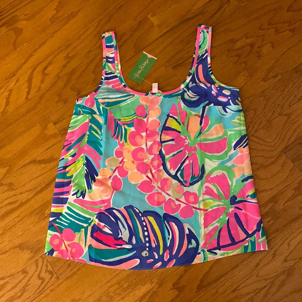 NWT Lilly Pulitzer floral silk tank top sz S